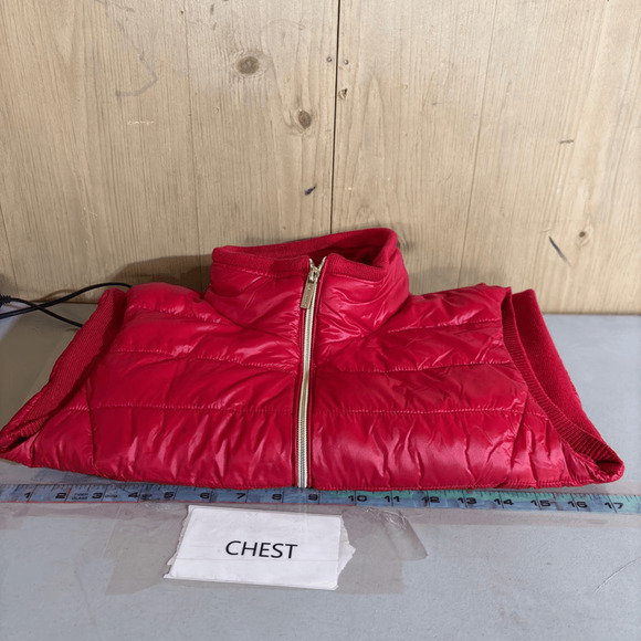 197. Calvin Klein Mixed Media Quilted And Knit Gorpcore Puffer Vest Red XS - Picture 6 of 11